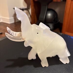 Carved White Quartz Elephant